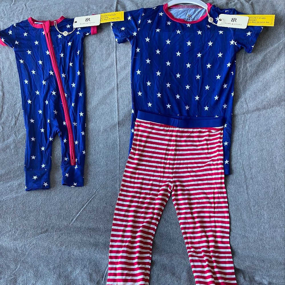 Bums and Roses Bamboo 4th of July Pajamas